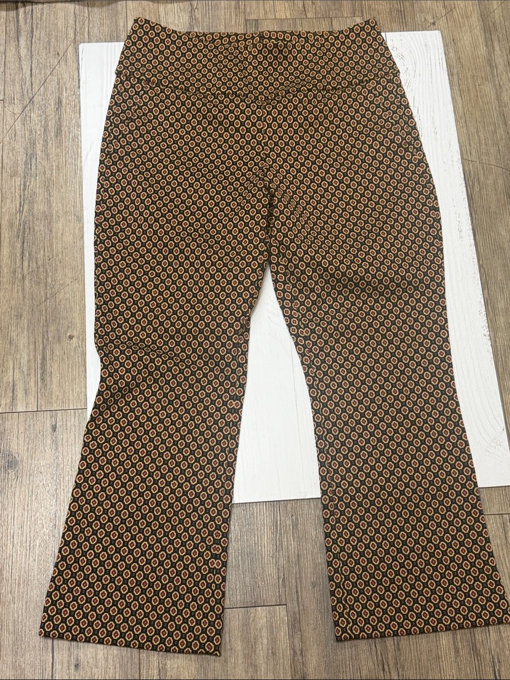CAbi Dandy Pant Brown and Black Geometric Wide-Leg Pant